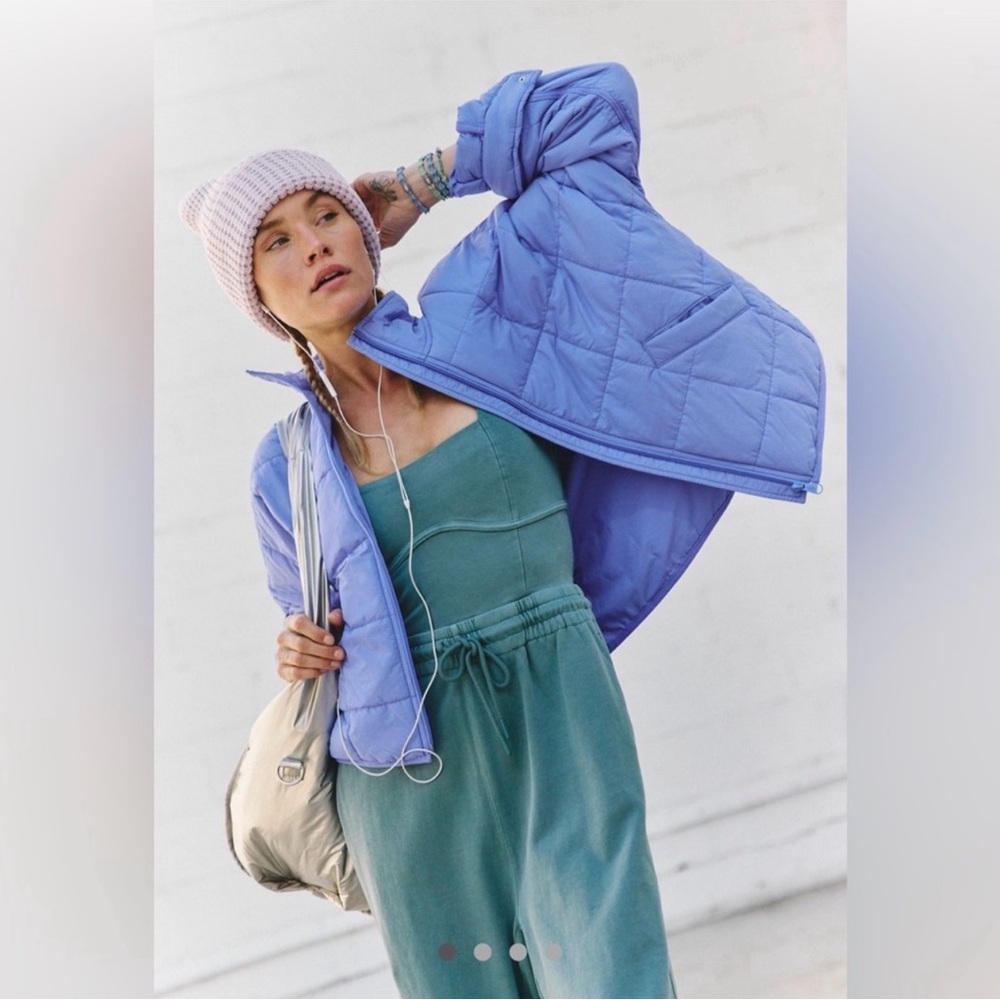 NWT Free People Movement Pippa Packable puffer jacket in blueberry color